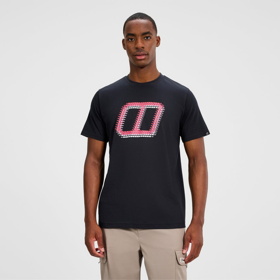 mens glitched blocks tee - black berghaus