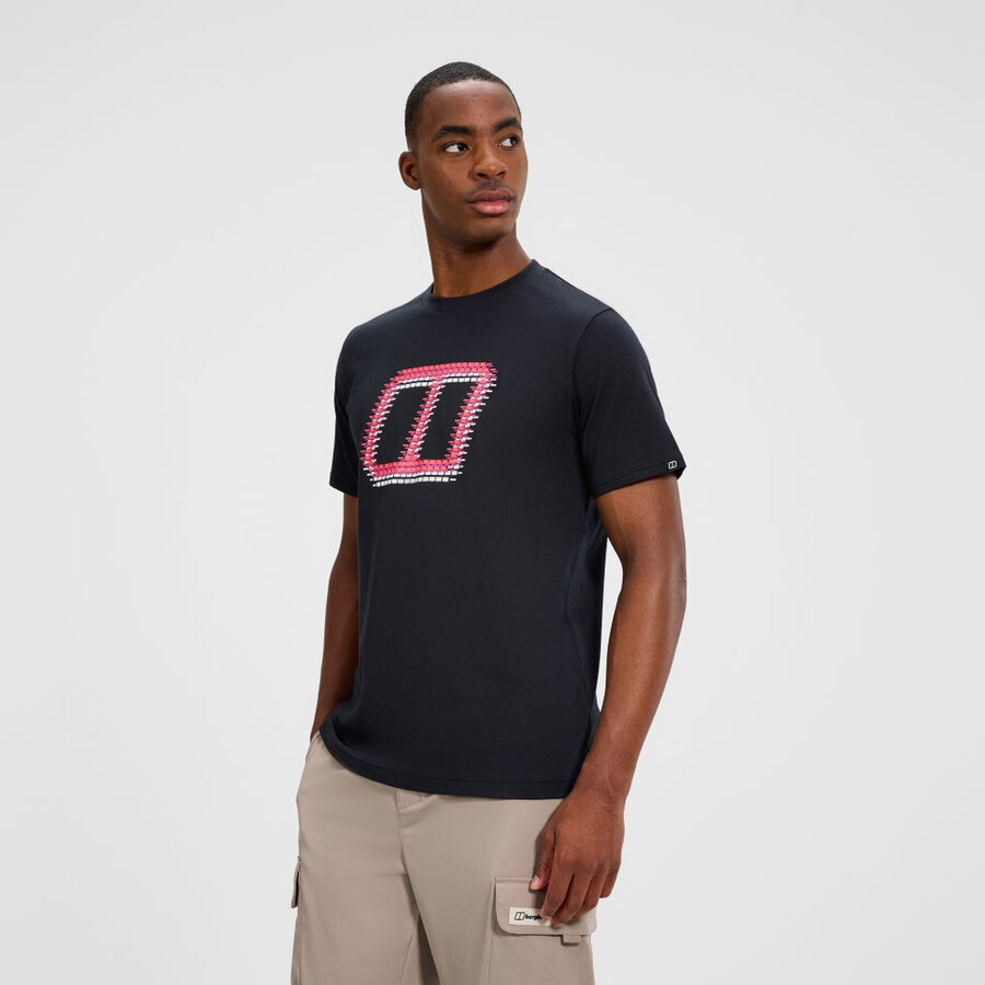 mens glitched blocks tee - black berghaus