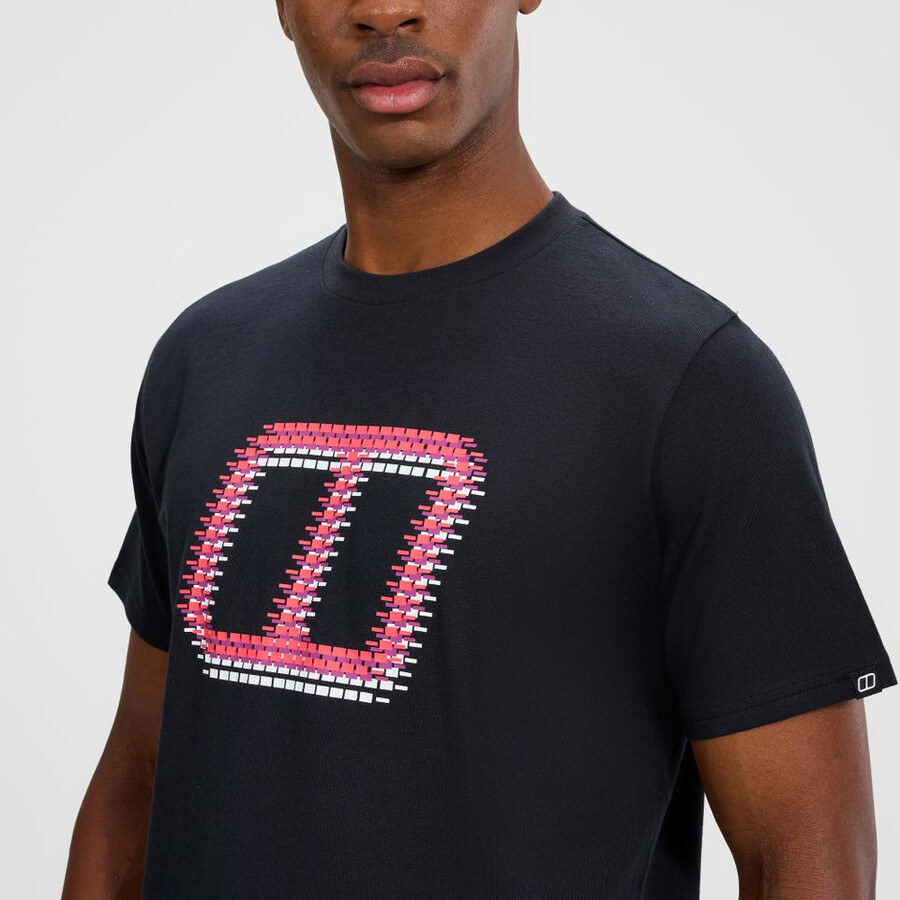 mens glitched blocks tee - black berghaus