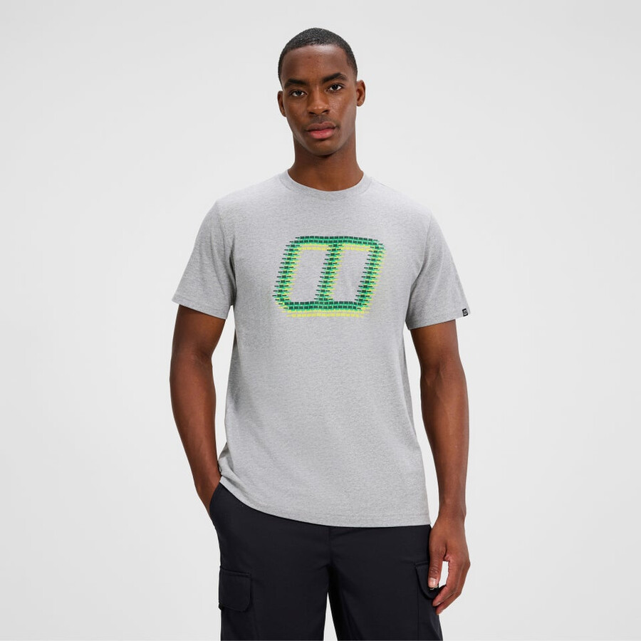 mens glitched blocks tee - grey berghaus