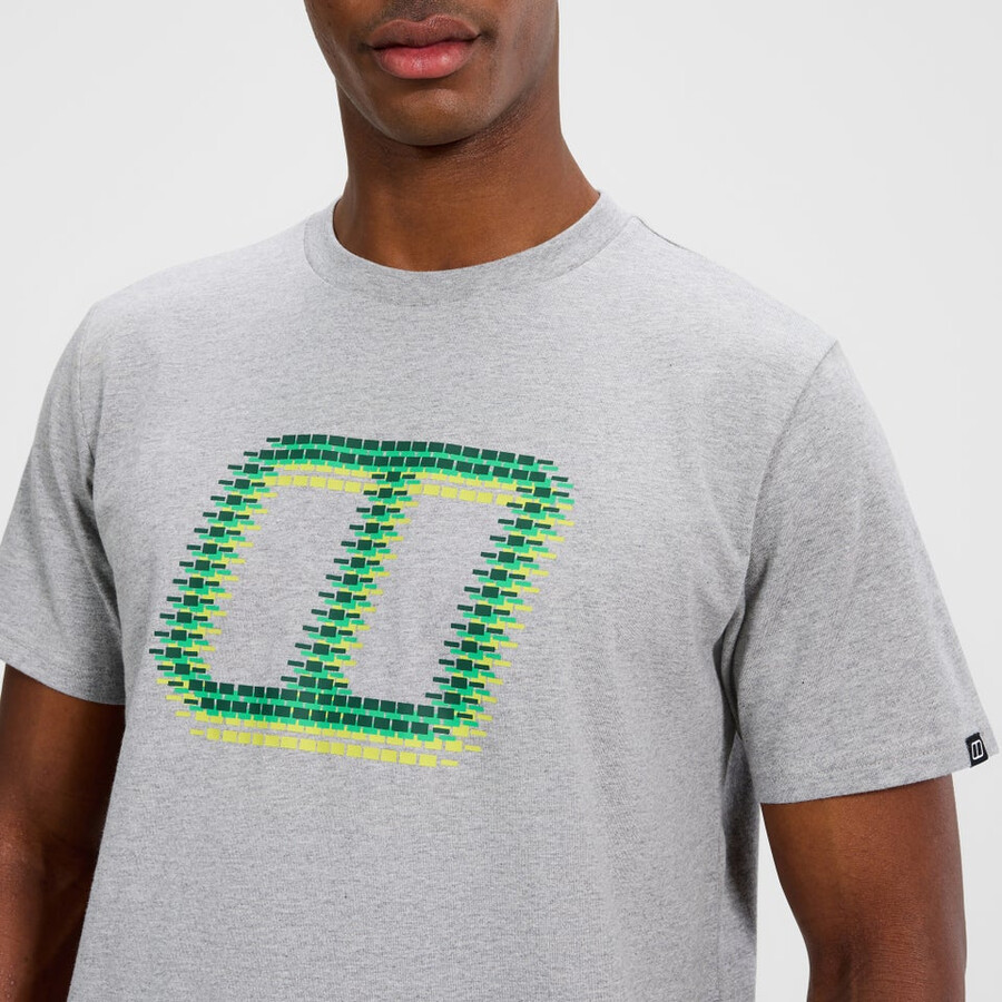 mens glitched blocks tee - grey berghaus