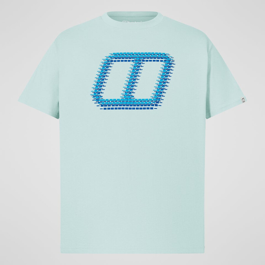 mens glitched blocks tee - green berghaus