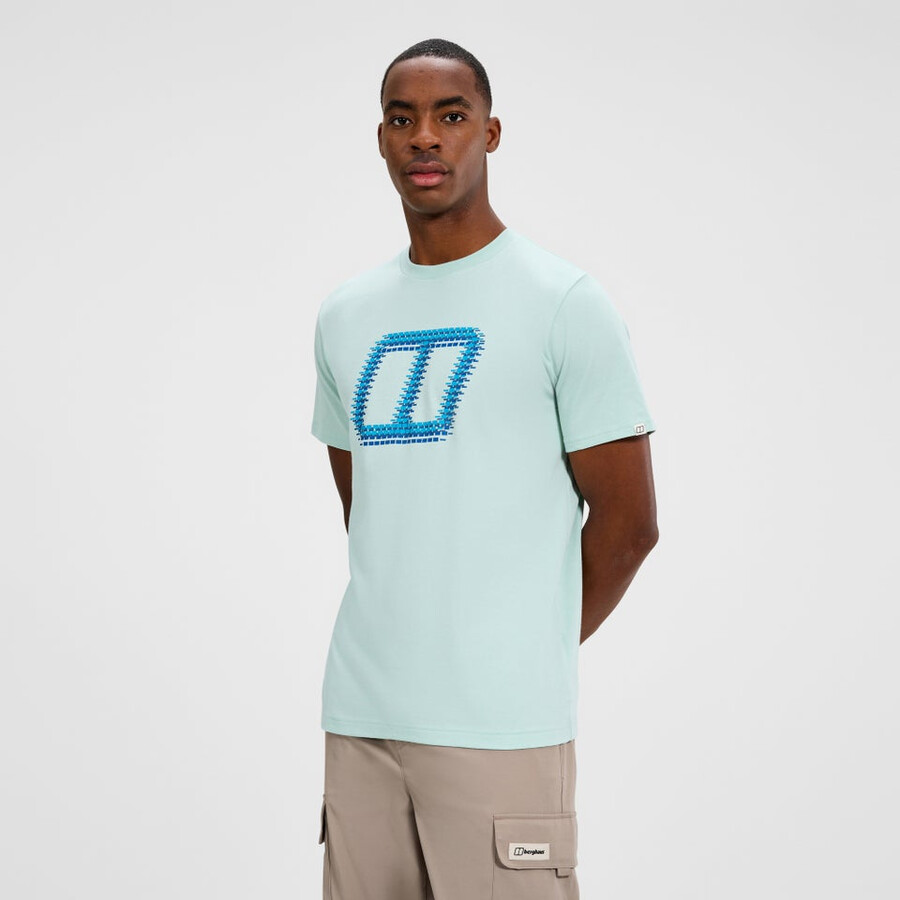 mens glitched blocks tee - green berghaus