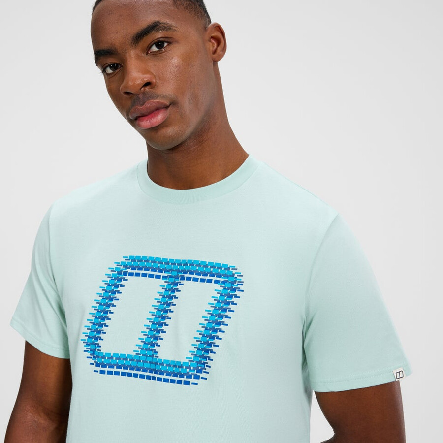 mens glitched blocks tee - green berghaus