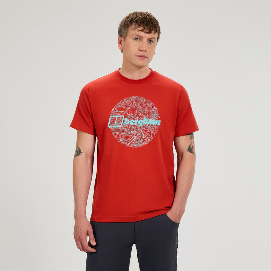 mens map of the toon tee - orange berghaus