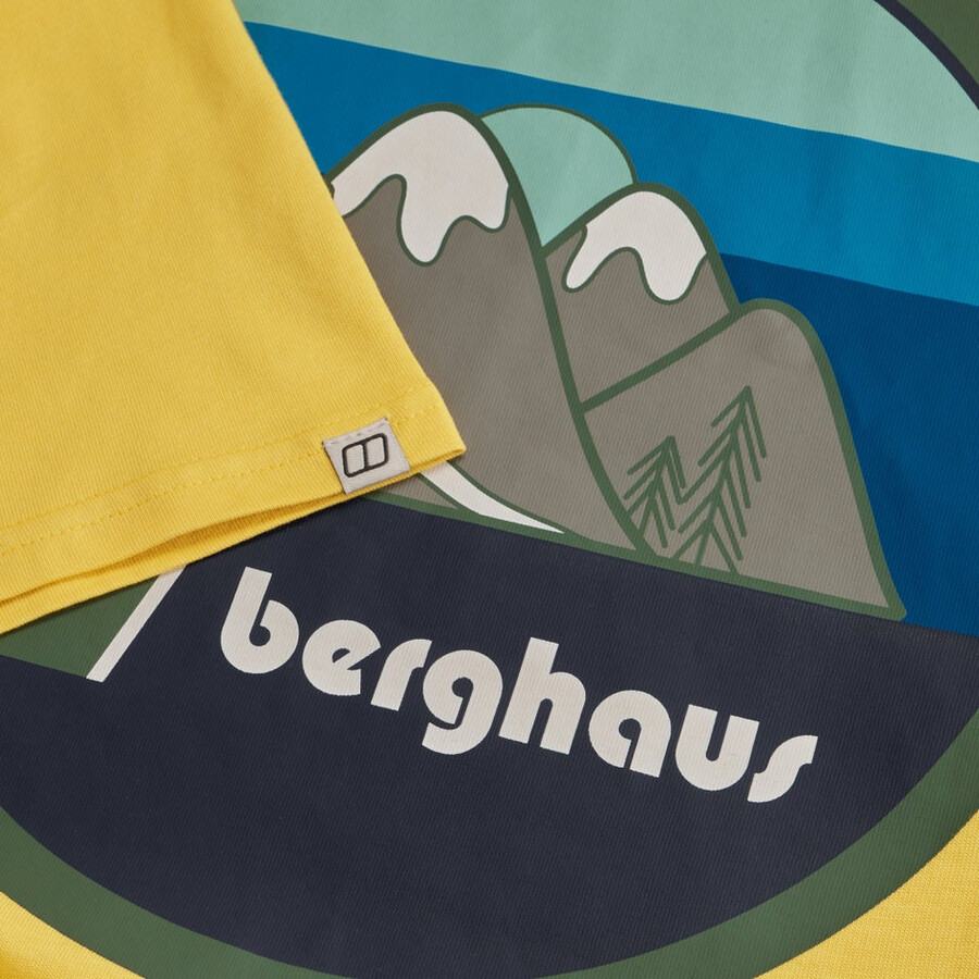 mens doodle mountain patch tee - yellow berghaus