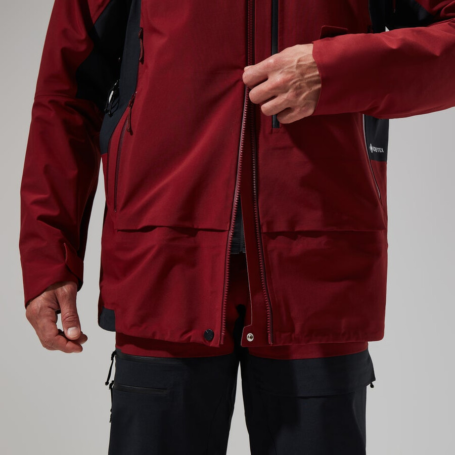 mens mtn arete descend gore-tex jacket - dark redblack berghaus