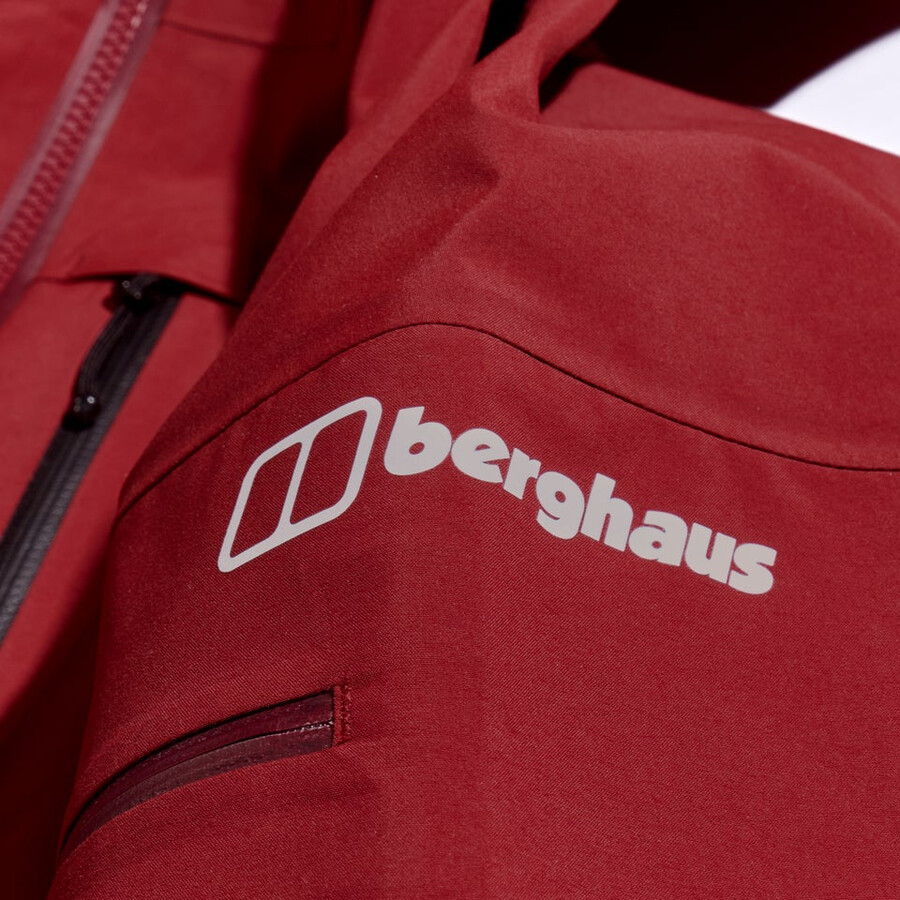 mens mtn arete descend gore-tex jacket - dark redblack berghaus