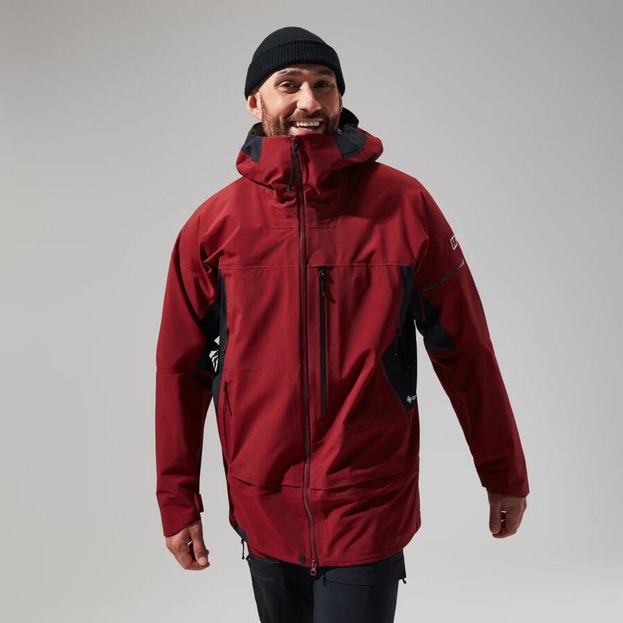 mens mtn arete descend gore-tex jacket - dark redblack berghaus