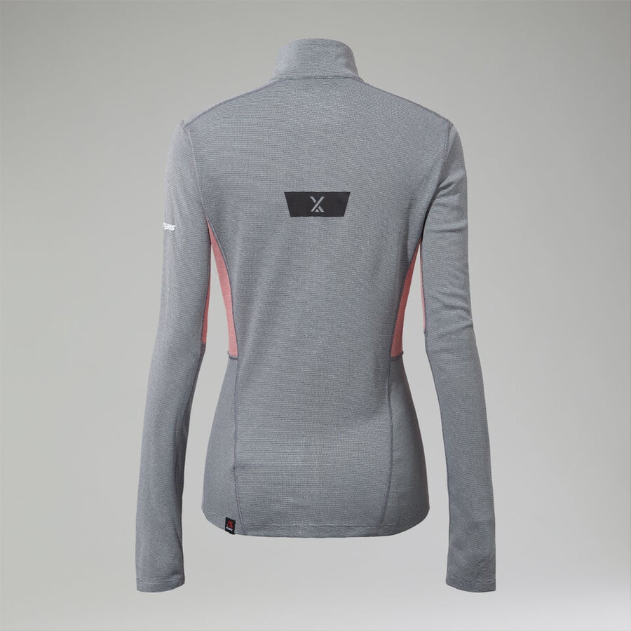 womens mtn guide long sleeve half zip - greyred berghaus
