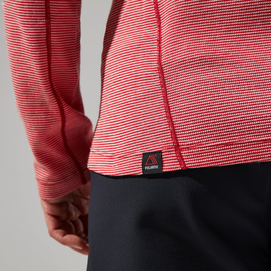womens mtn guide long sleeve half zip - red berghaus