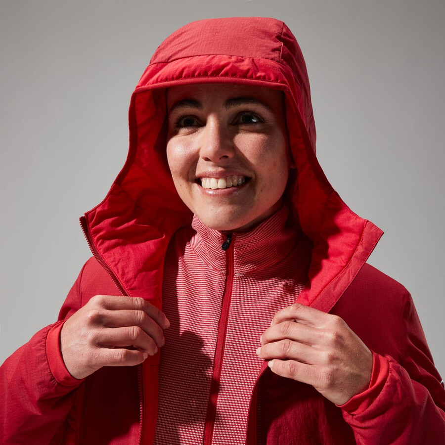 womens mtn guide long sleeve half zip - red berghaus