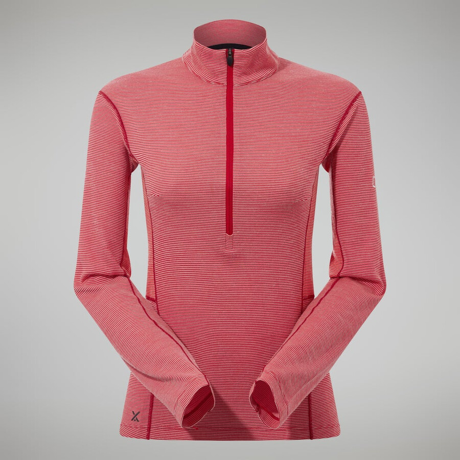 womens mtn guide long sleeve half zip - red berghaus