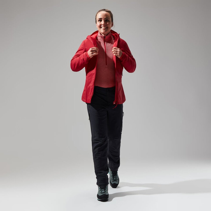 womens mtn guide long sleeve half zip - red berghaus