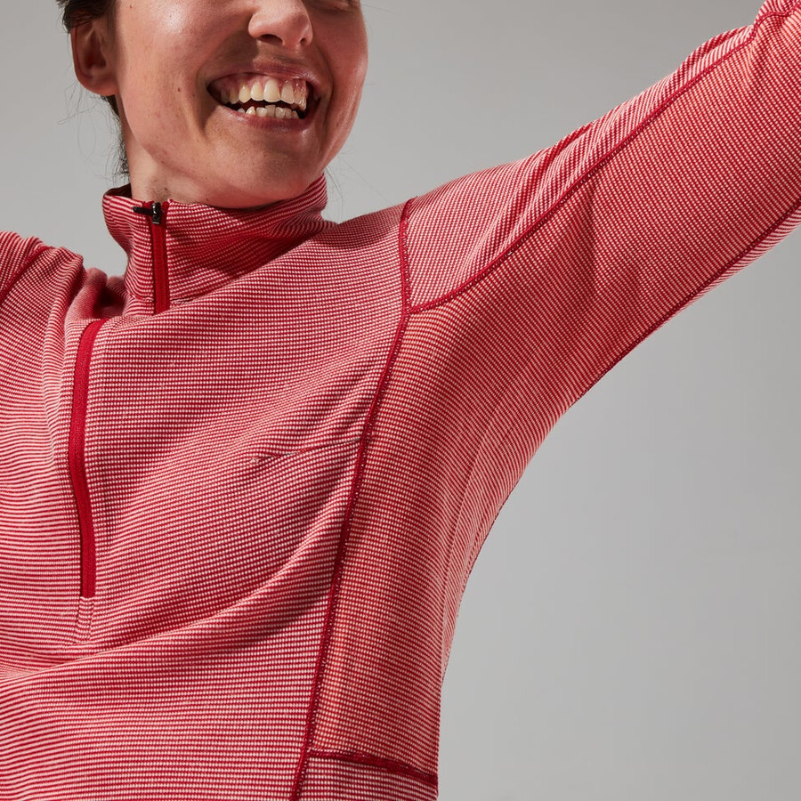 womens mtn guide long sleeve half zip - red berghaus