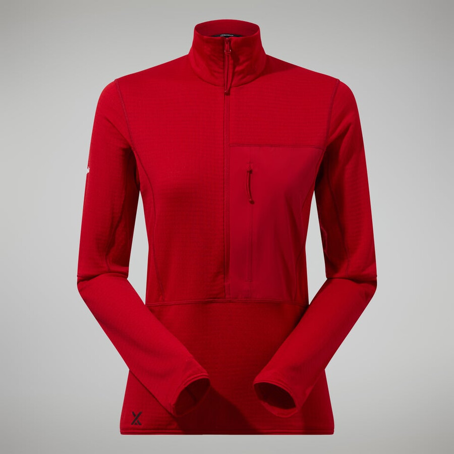 womens mtn arete lb half zip - red berghaus