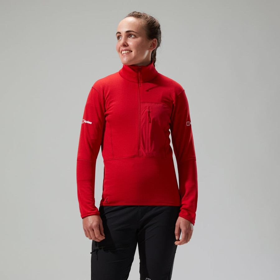 womens mtn arete lb half zip - red berghaus