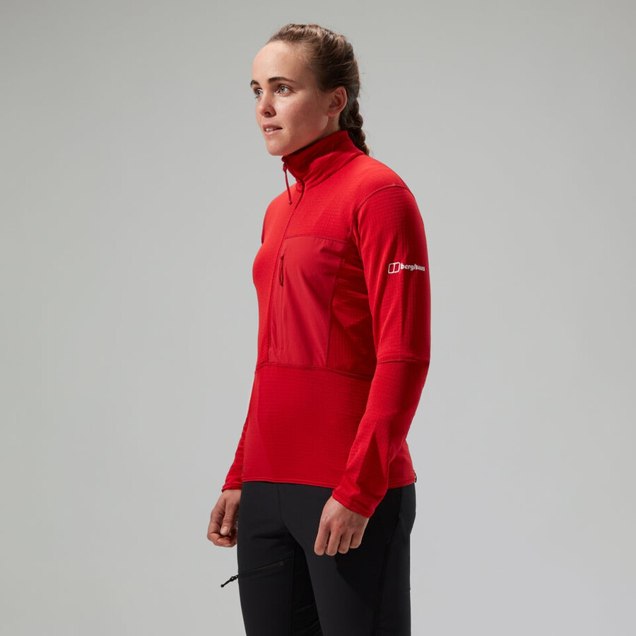 womens mtn arete lb half zip - red berghaus