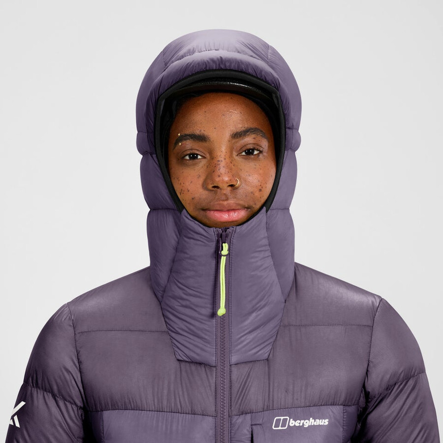womens mtn arete ultra down hoody - purple berghaus