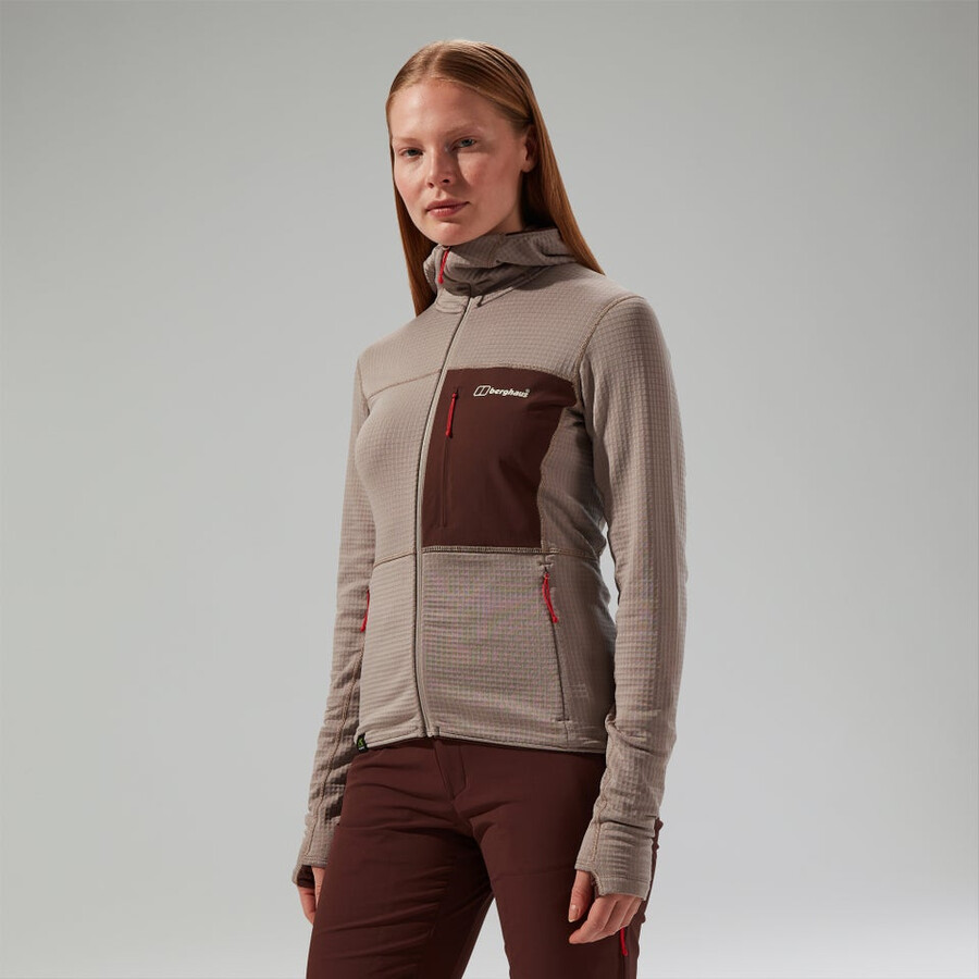 womens ridge-hiker hooded jacket - greybrown berghaus