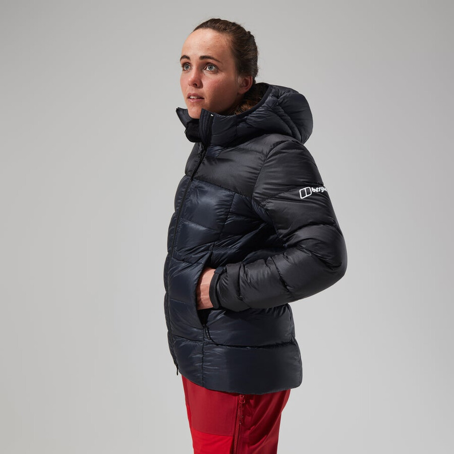 womens mtn arete ultra down hoody - black berghaus