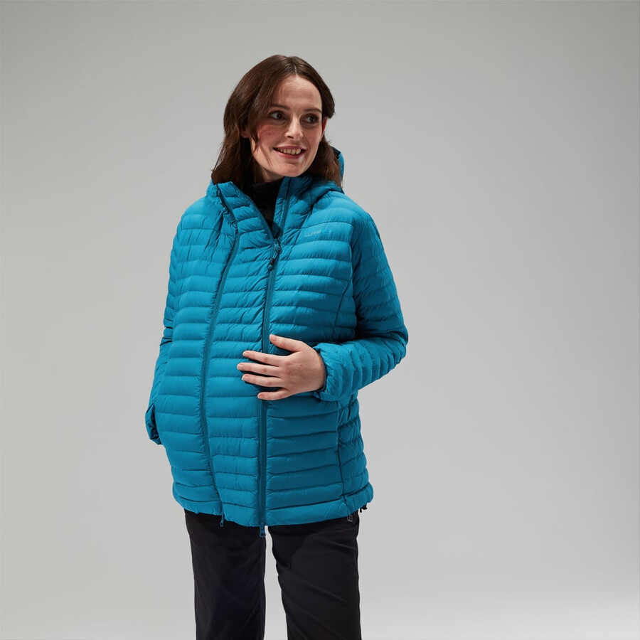 womens nula hooded maternity 2in1 jacket - turquoise berghaus