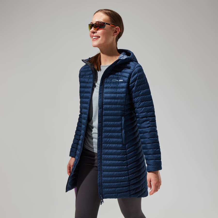 womens nula micro jacket long - dark blue berghaus