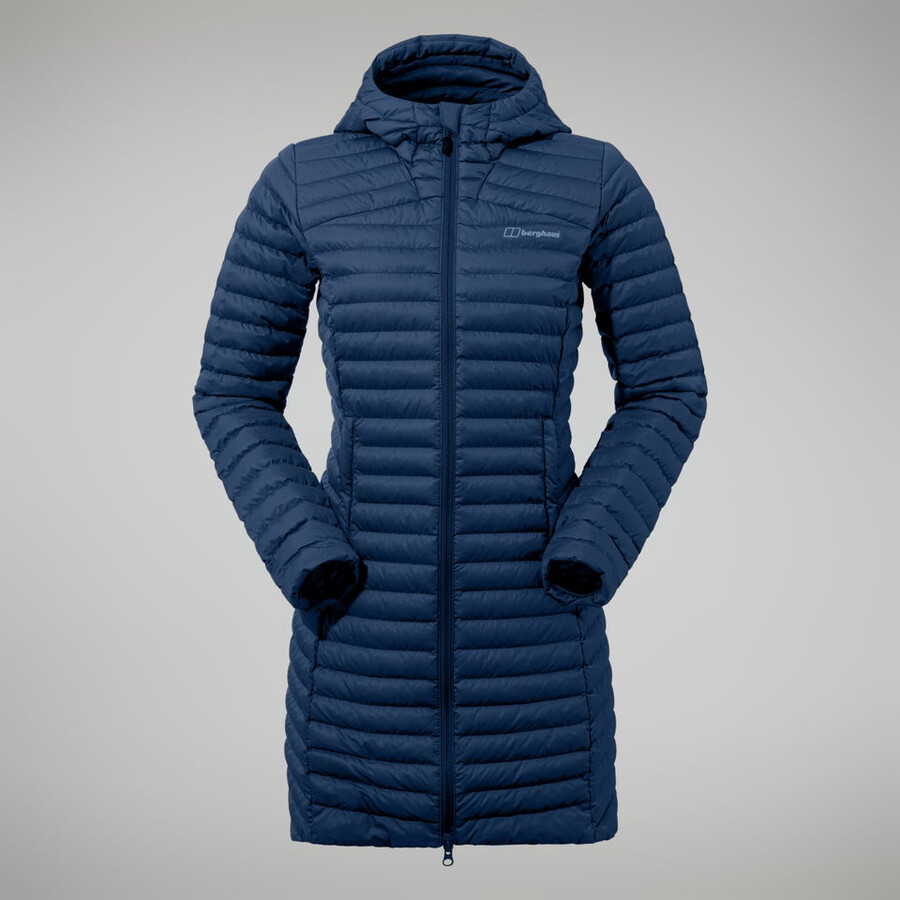 womens nula micro jacket long - dark blue berghaus