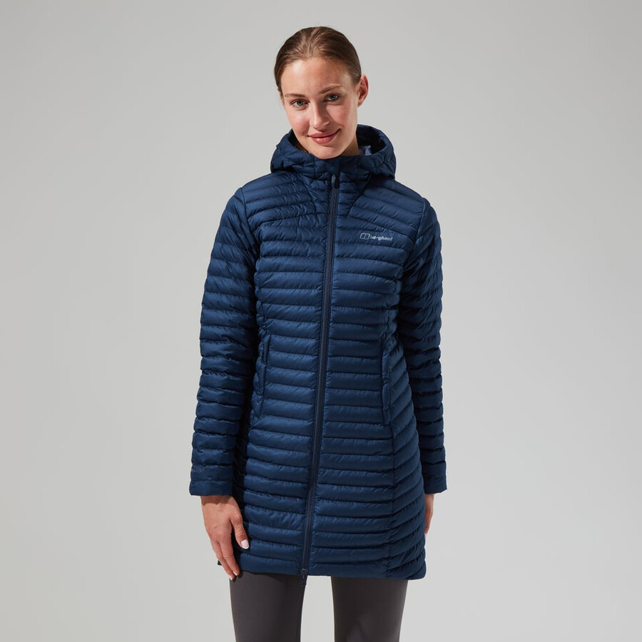 womens nula micro jacket long - dark blue berghaus
