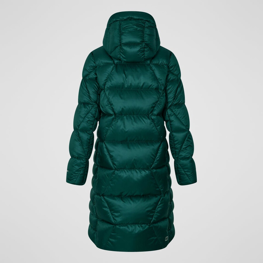 womens explorer long down jacket - green berghaus
