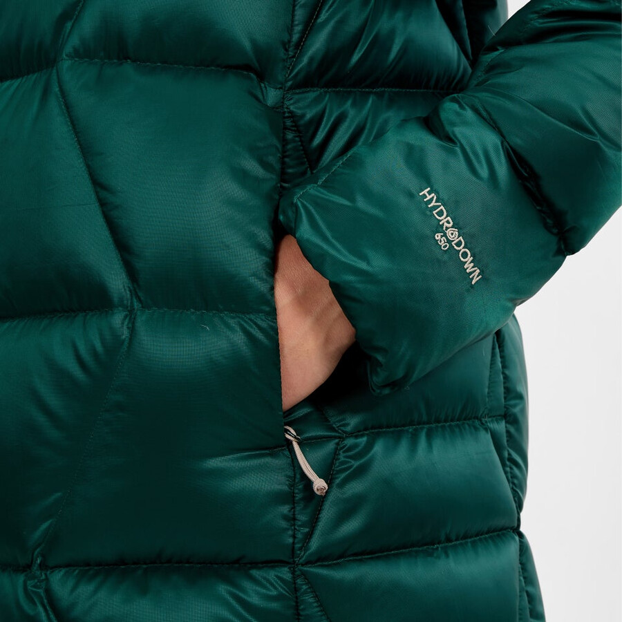 womens explorer long down jacket - green berghaus