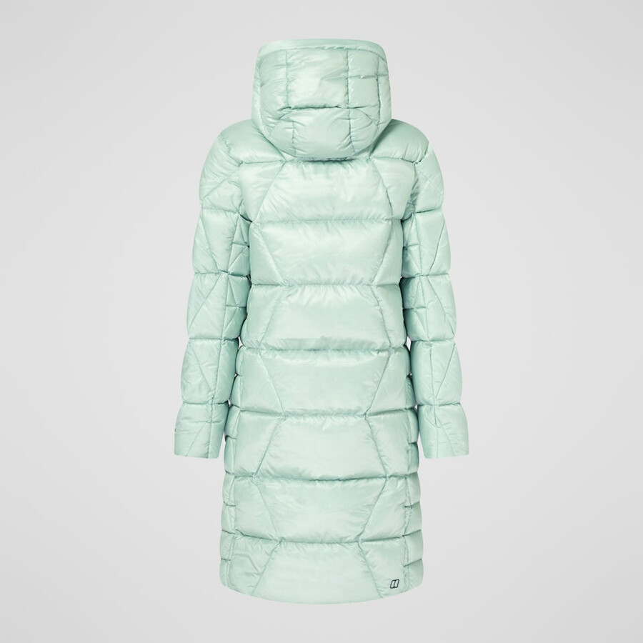 womens explorer long down jacket - green berghaus