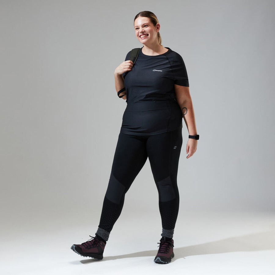 womens 247 tech tee super stretch crew - black berghaus