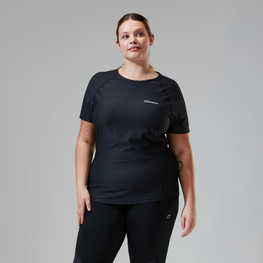 womens 247 tech tee super stretch crew - black berghaus