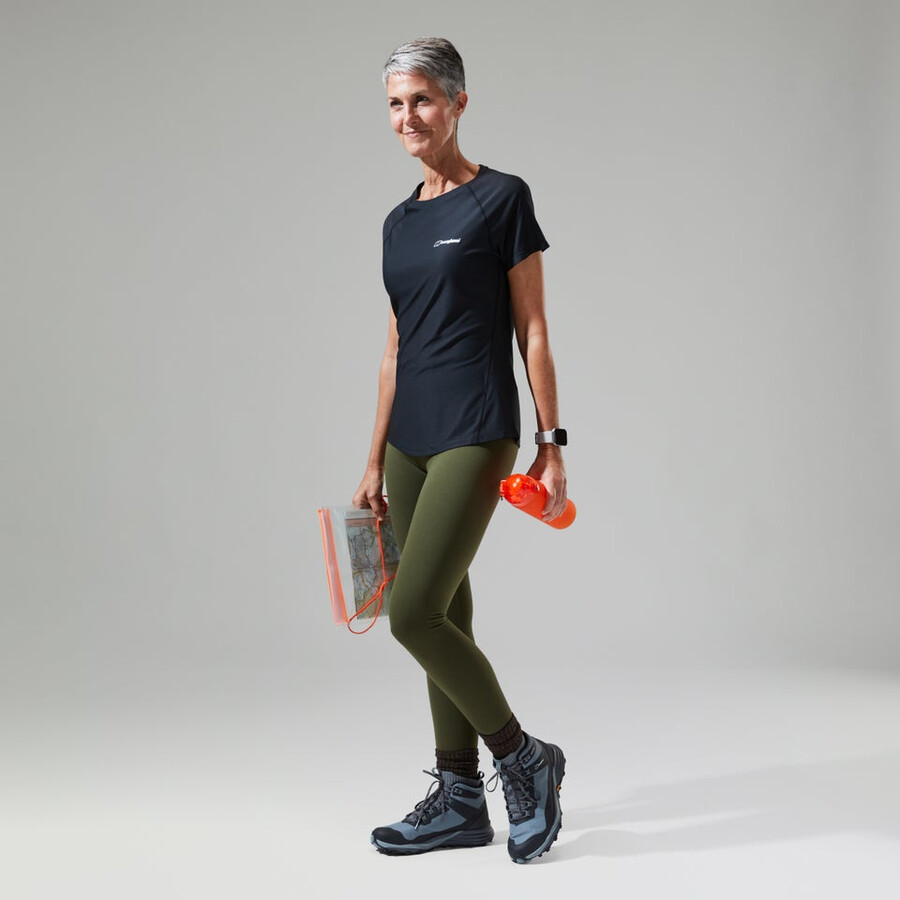 womens 247 tech tee super stretch crew - black berghaus