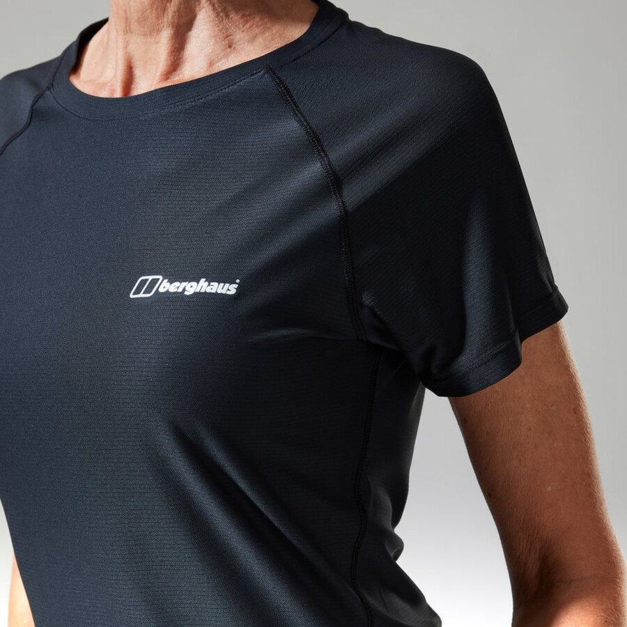 womens 247 tech tee super stretch crew - black berghaus