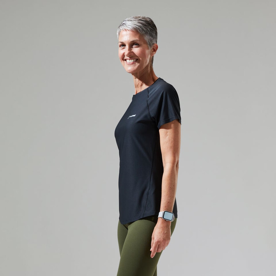 womens 247 tech tee super stretch crew - black berghaus