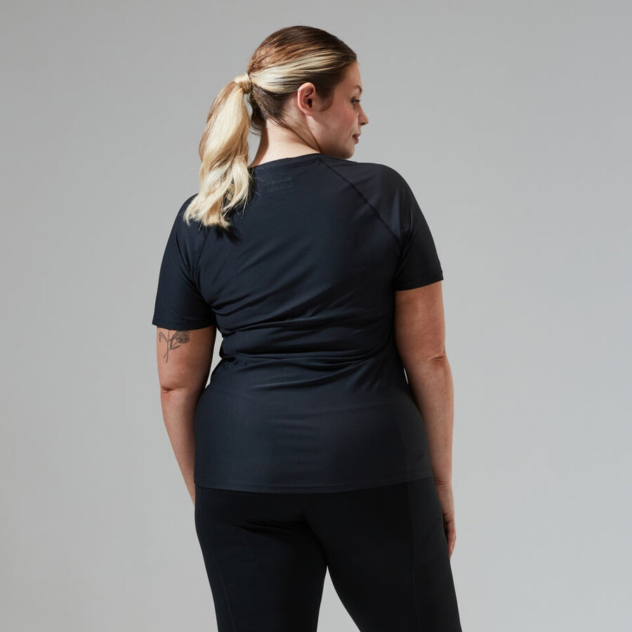 womens 247 tech tee super stretch crew - black berghaus