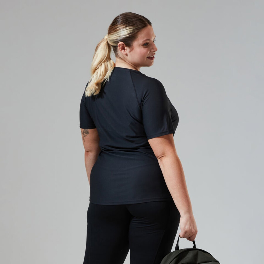 womens 247 tech tee super stretch crew - black berghaus