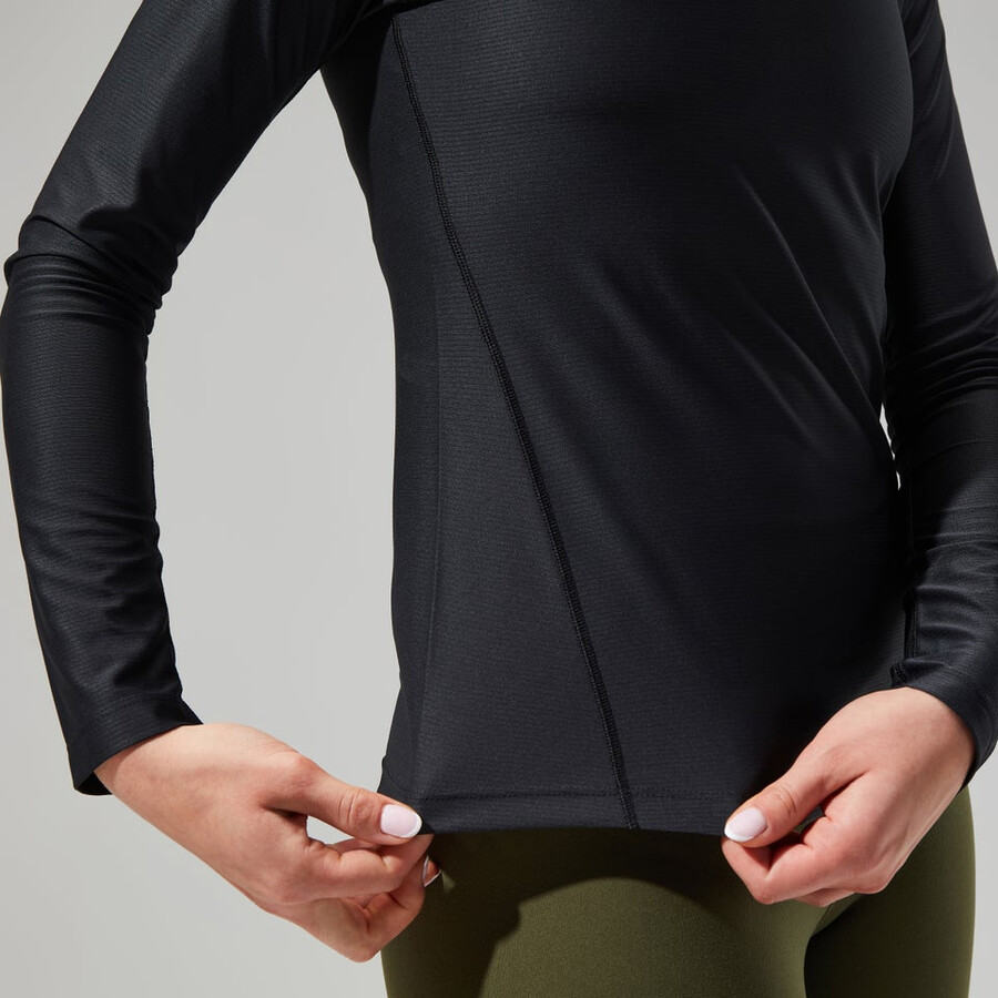 womens 247 tech tee long sleeve half zip - black berghaus