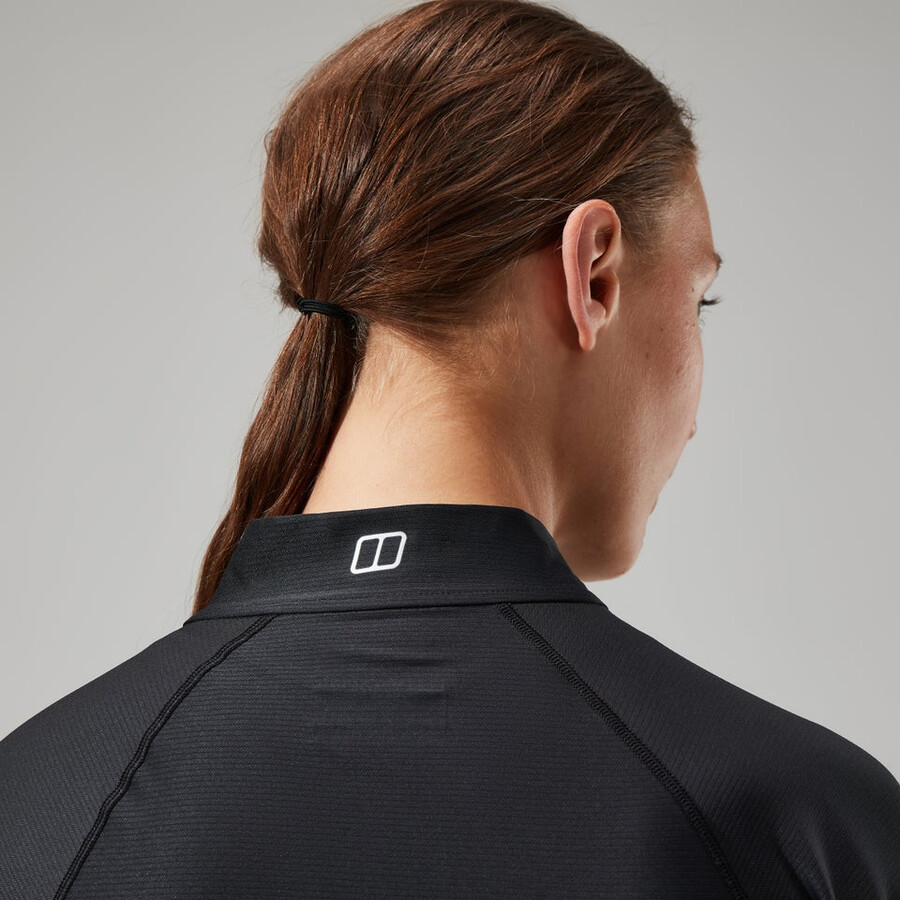 womens 247 tech tee long sleeve half zip - black berghaus
