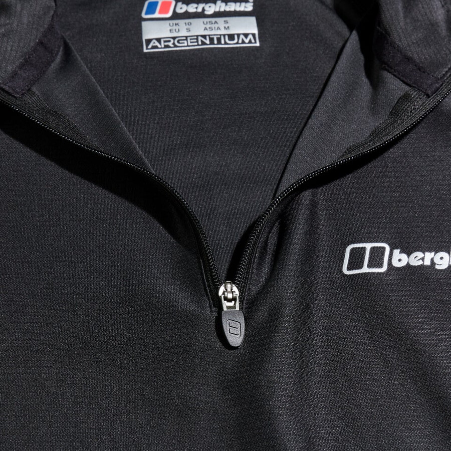 womens 247 tech tee long sleeve half zip - black berghaus