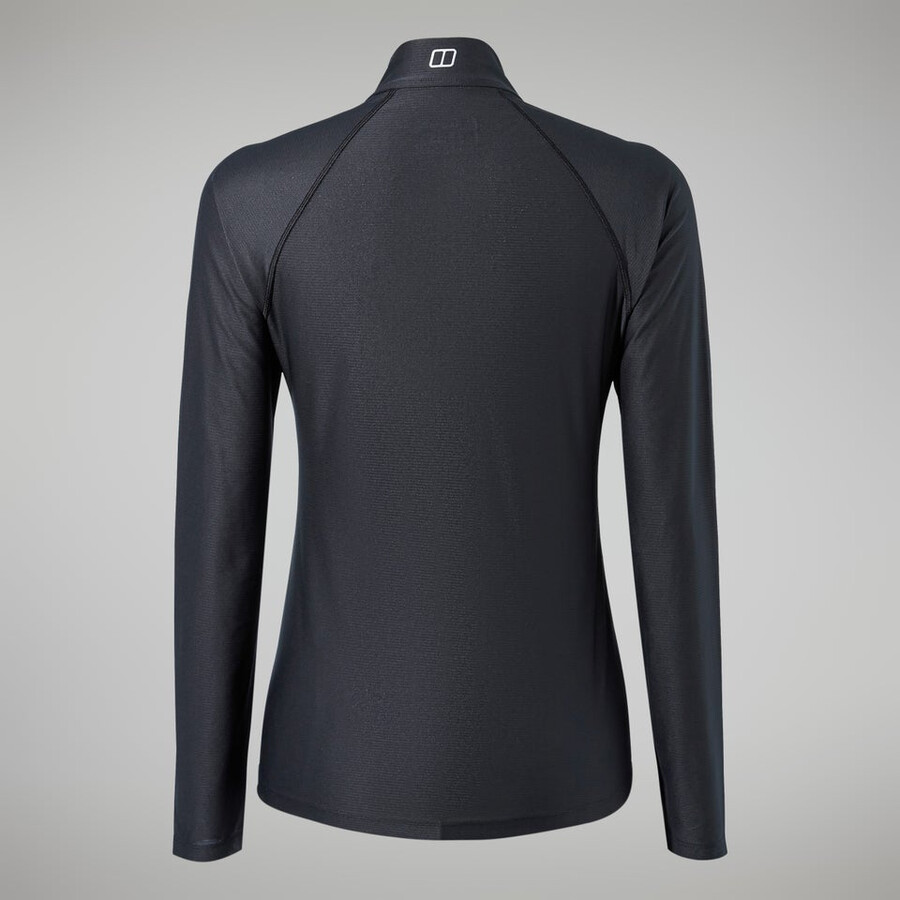womens 247 tech tee long sleeve half zip - black berghaus