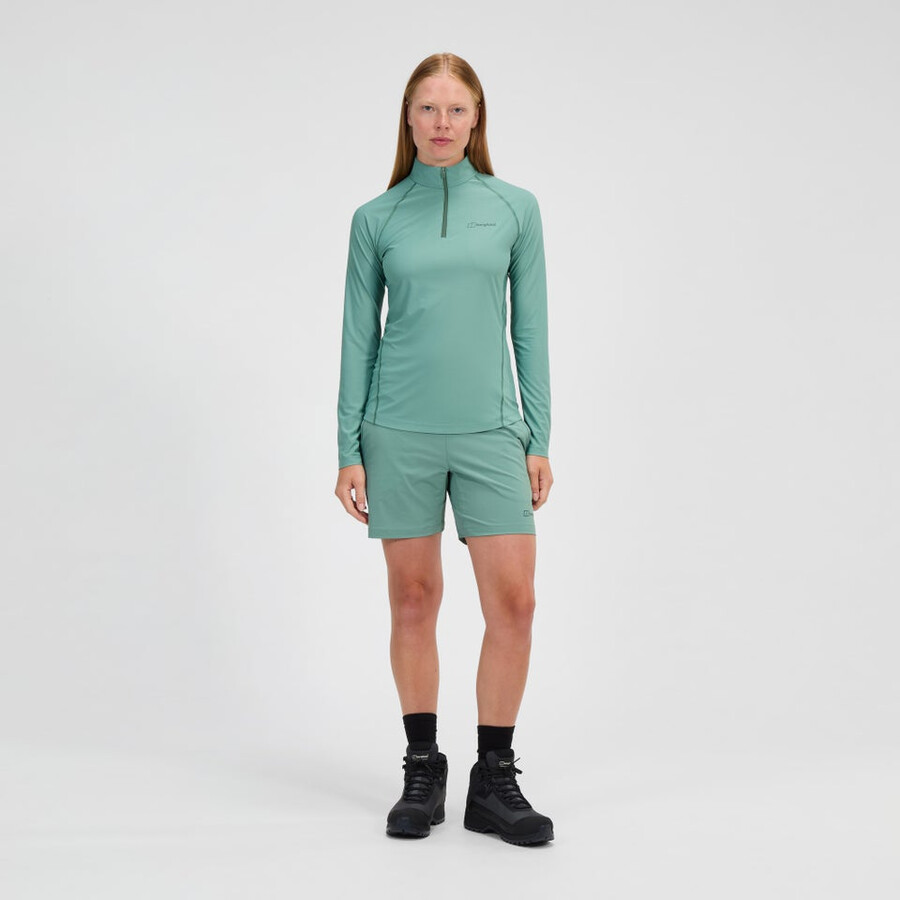 womens 247 half zip long sleeve tech tee - green berghaus