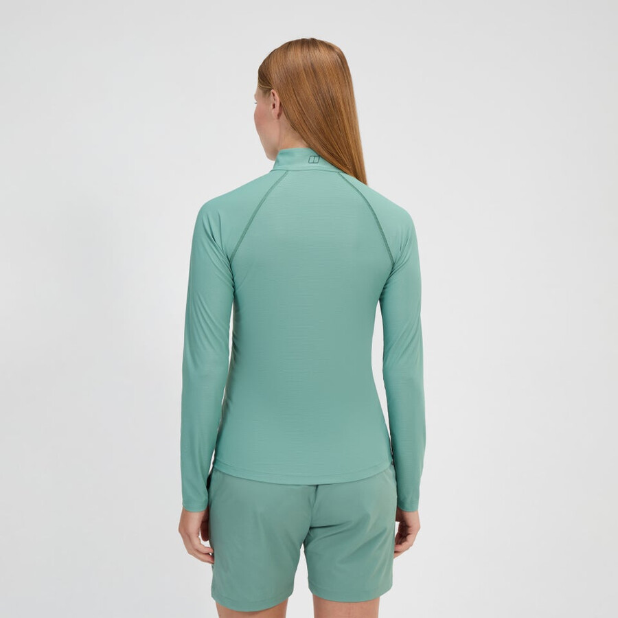 womens 247 half zip long sleeve tech tee - green berghaus