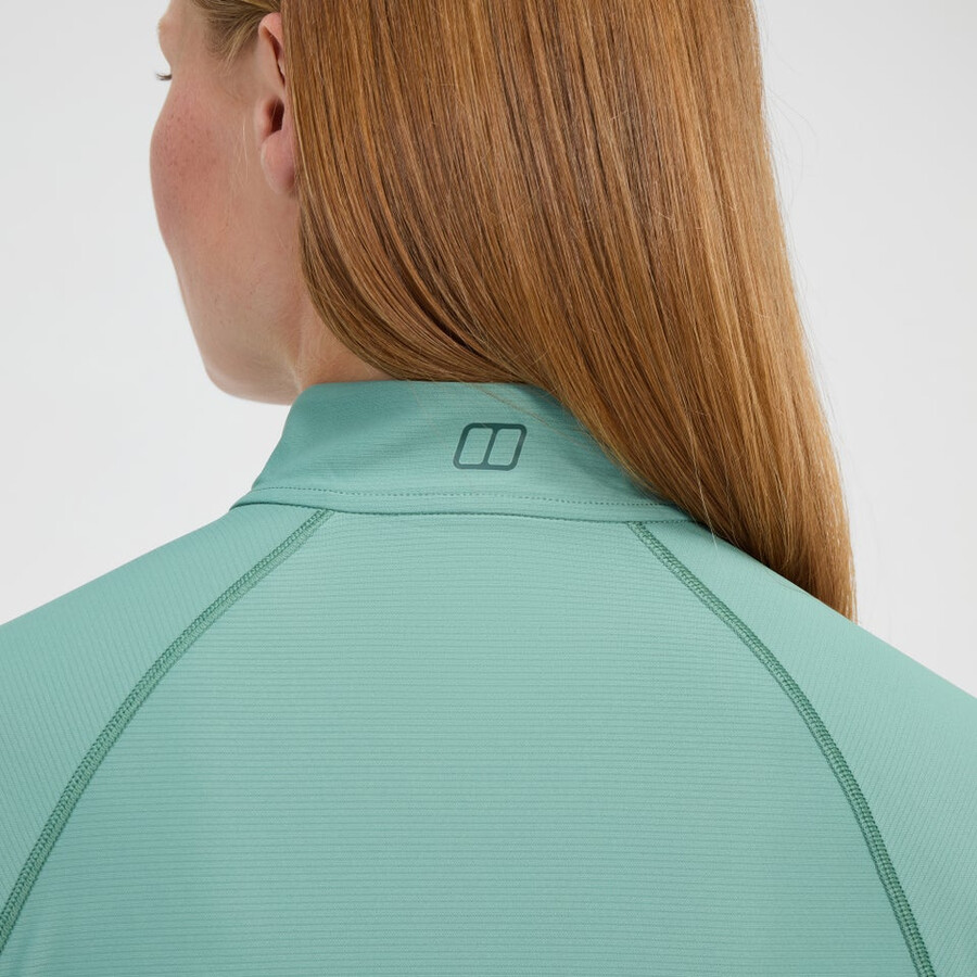 womens 247 half zip long sleeve tech tee - green berghaus