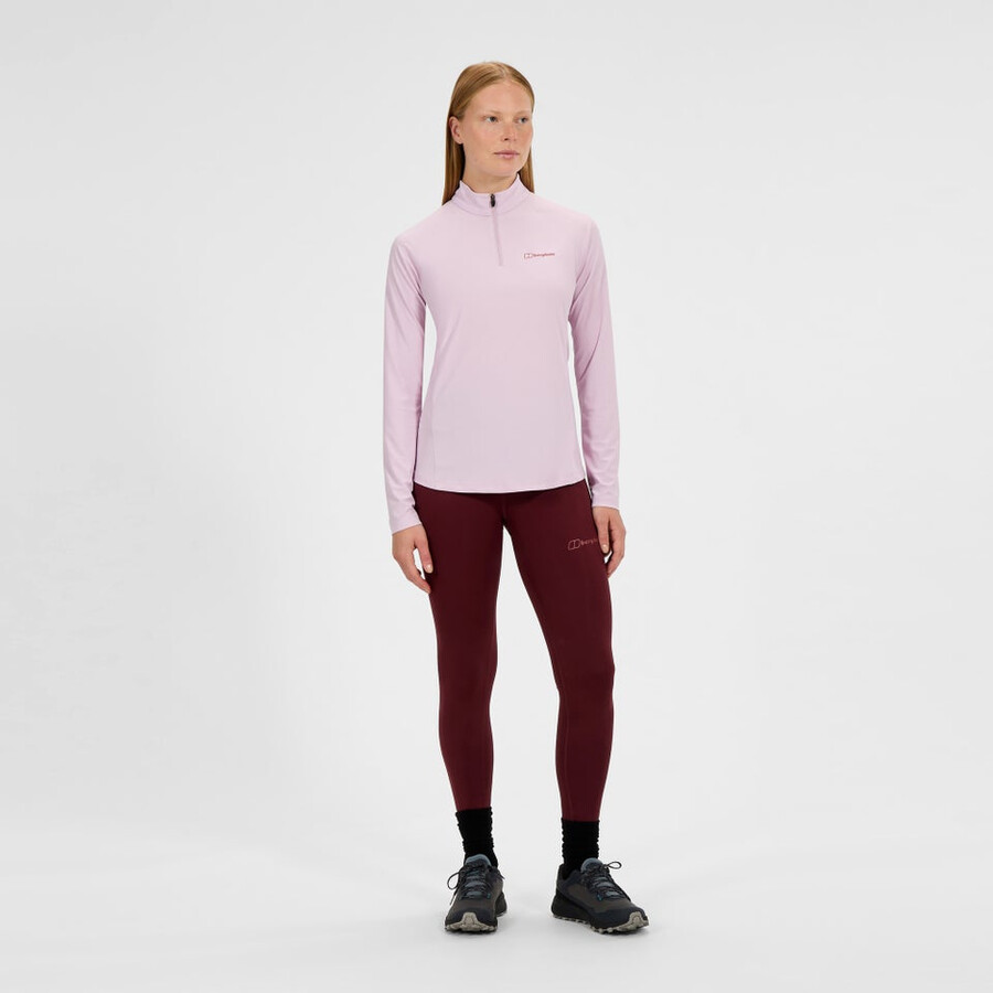 womens 247 half zip long sleeve tech tee - pink berghaus