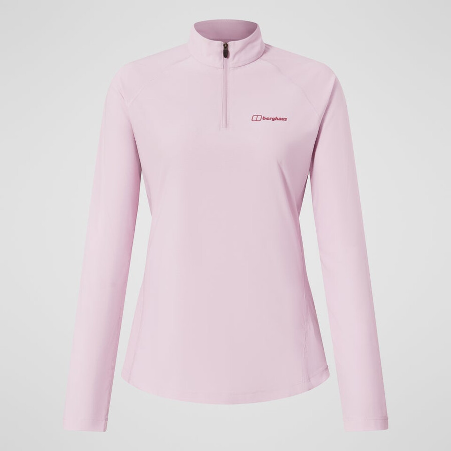 womens 247 half zip long sleeve tech tee - pink berghaus