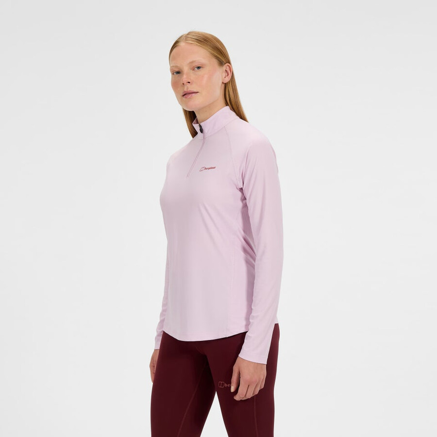 womens 247 half zip long sleeve tech tee - pink berghaus