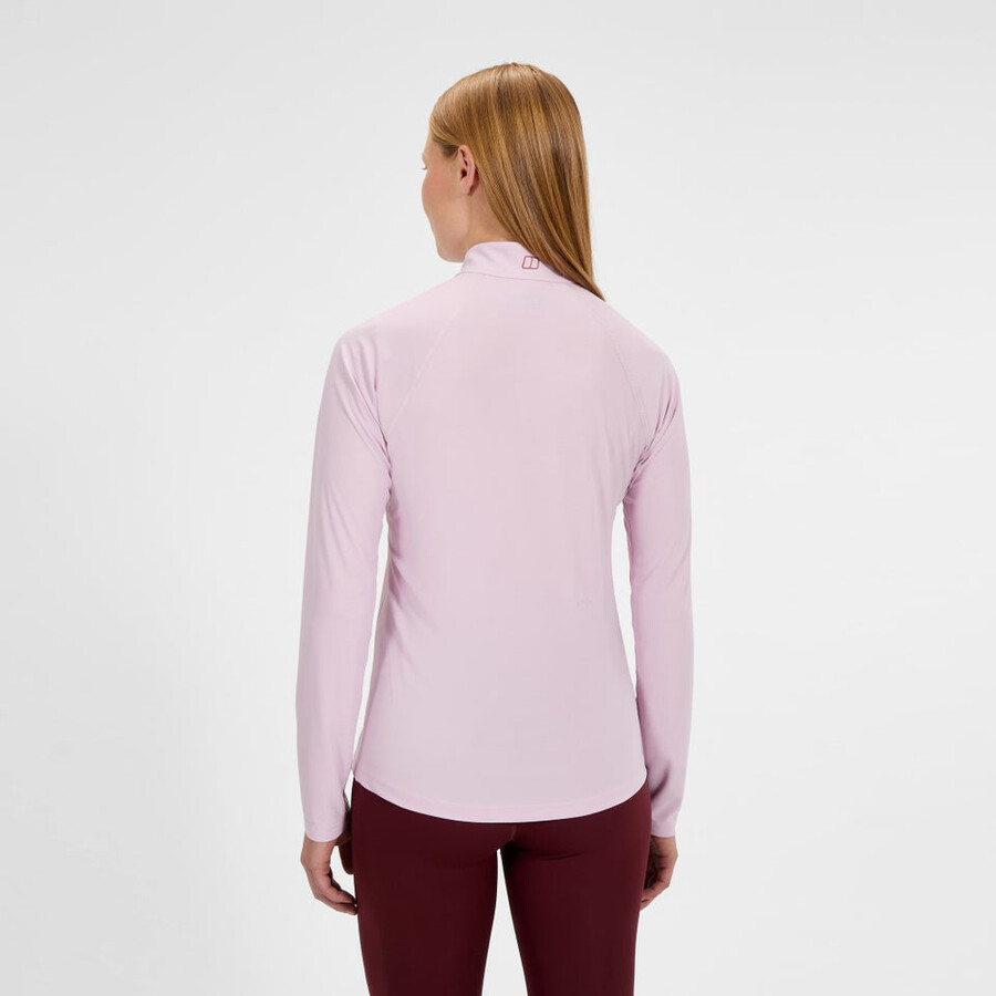 womens 247 half zip long sleeve tech tee - pink berghaus